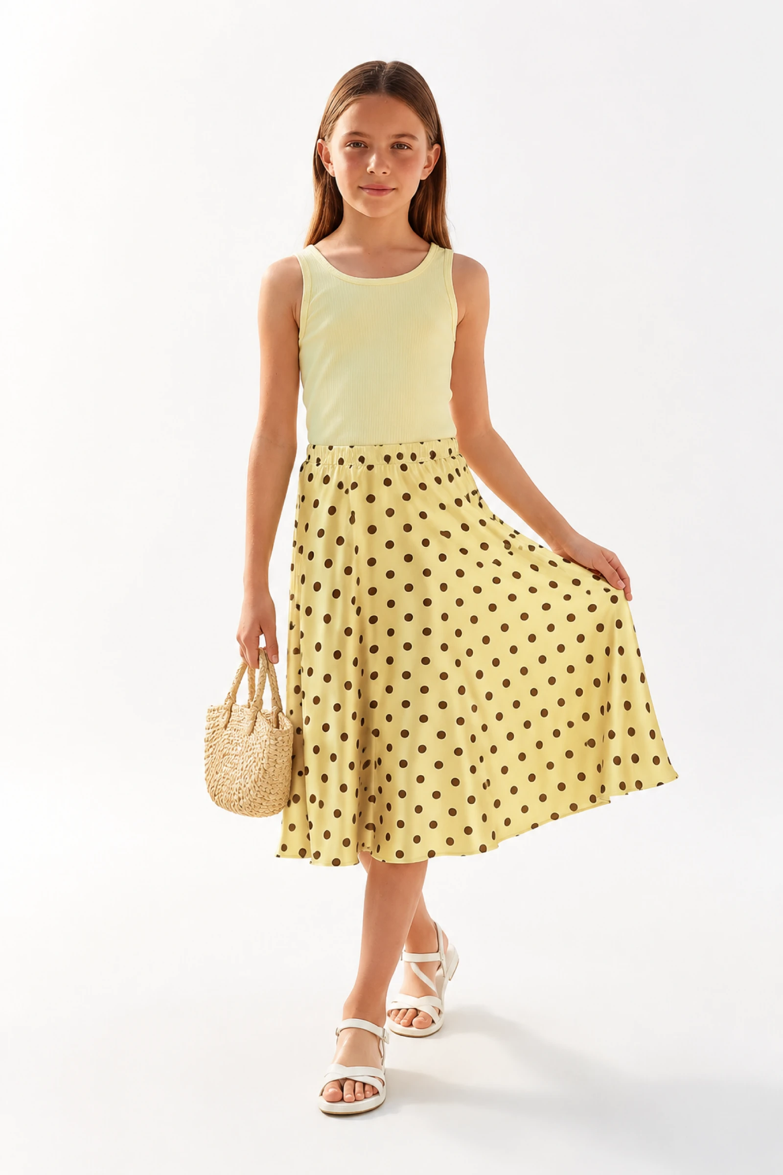 Ensemble top+ jupe Ă pois 8 ans